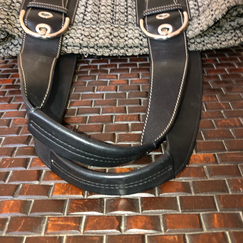 Coach signature “mini C” handbag. Leather & canvas. - Picture 11 of 16
